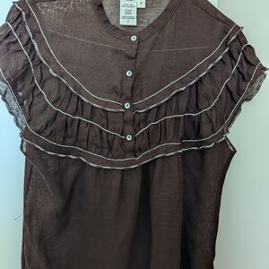 Max Studio Brown Ruffled Women's Top